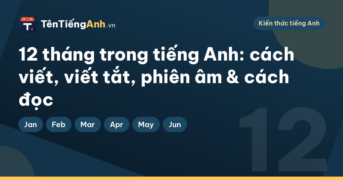 12 tháng trong tiếng Anh: cách viết, viết tắt, phiên âm & cách đọc