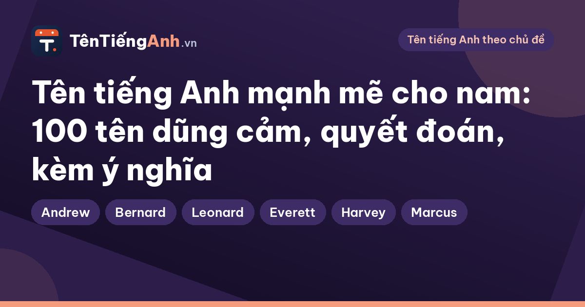 Tên tiếng Anh mạnh mẽ cho nam: 100 tên dũng cảm, quyết đoán, kèm ý nghĩa