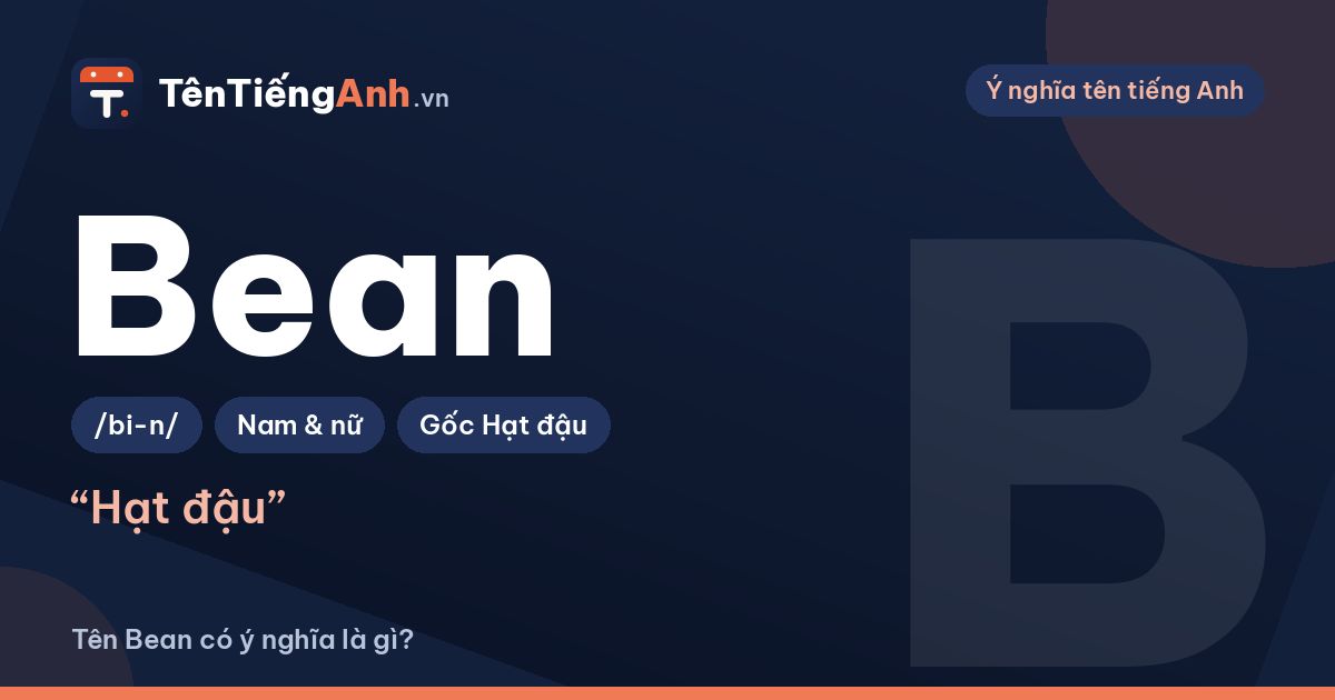 Tên Bean có ý nghĩa là gì? Nghĩa từ “bean” và gợi ý dùng làm tên