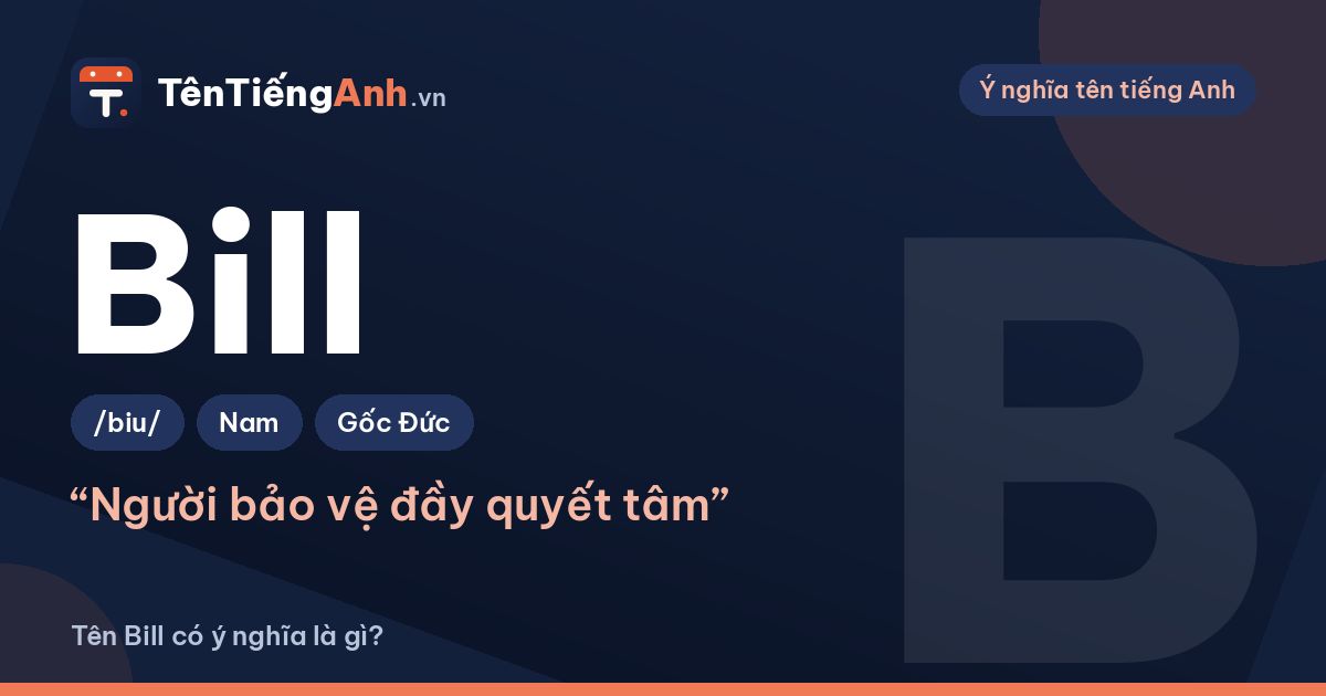 Tên Bill có ý nghĩa là gì? Bill là tên gọi tắt của William