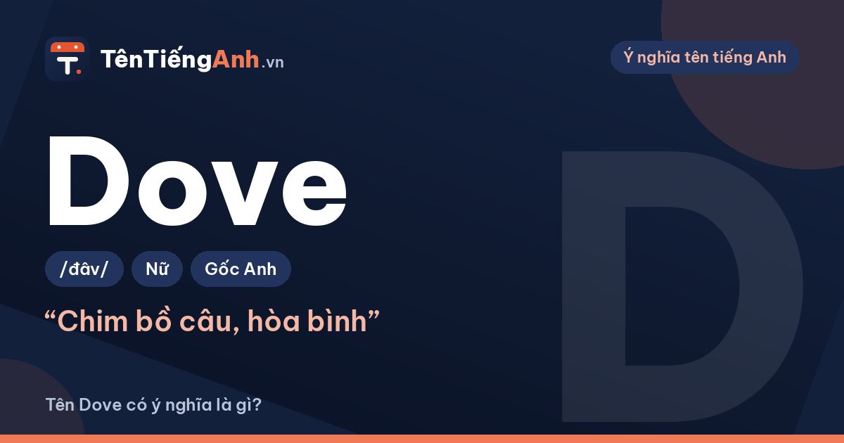Dove là gì? Ý nghĩa từ Dove và có nên dùng làm tên tiếng Anh