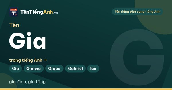 Tên Gia trong tiếng Anh là gì? Ý nghĩa tên Gia và 14 tên tiếng Anh gợi ý