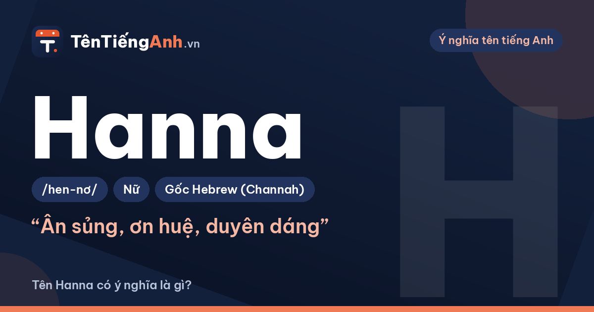 Tên Hanna có ý nghĩa là gì? Nguồn gốc, cách đọc và gợi ý dùng