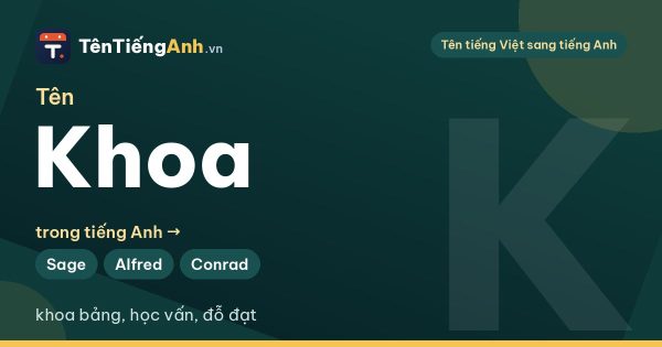 Tên Khoa trong tiếng Anh là gì? Ý nghĩa tên Khoa và 15 tên tiếng Anh hay