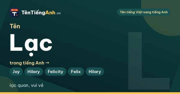 Lạc quan tiếng Anh là gì? Tên Lạc trong tiếng Anh và 14 gợi ý tên hay