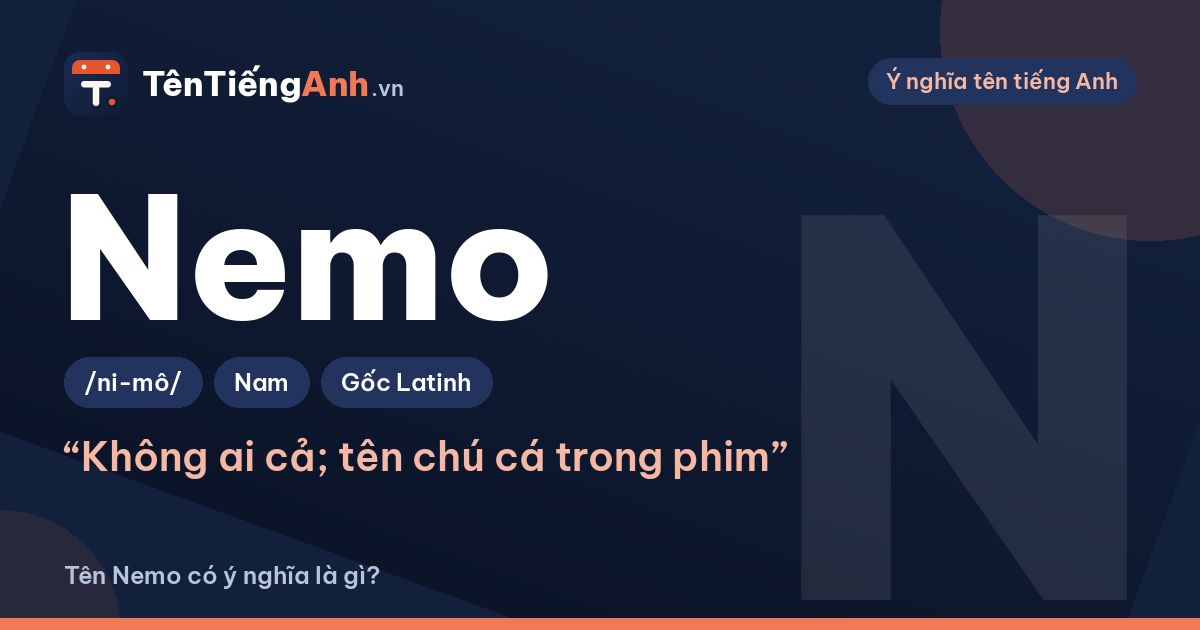 Tên Nemo có ý nghĩa là gì? Từ “không ai cả” đến chú cá hề đáng yêu