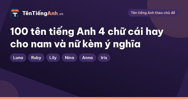 100 tên tiếng Anh 4 chữ cái hay cho nam và nữ kèm ý nghĩa