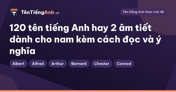 120 tên tiếng Anh hay 2 âm tiết dành cho nam kèm cách đọc và ý nghĩa