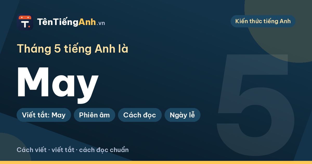 Tháng 5 tiếng Anh là gì? May: cách viết, viết tắt, cách đọc chuẩn